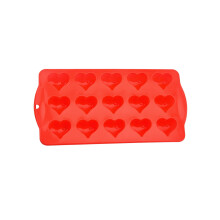 15-Cavity Heart Silicone Mould - Non-Stick Baking Mold for Chocolate, Ice Cubes, Gummies, and Cookies, Red