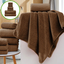 8-Piece Velvet Square Bath Towel Set – Soft, Absorbent, Plain Design for Bathroom & Face, Compatible with Standard Bath Use