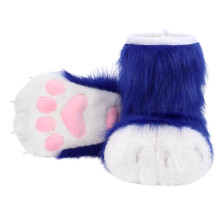 Gatti Lupo Cane Volpe Fursuit Piedi Zampe Scarpe Stivali Pelosi Accessori Costume Cosplay di Halloween Pantofole Fumose Regalo
