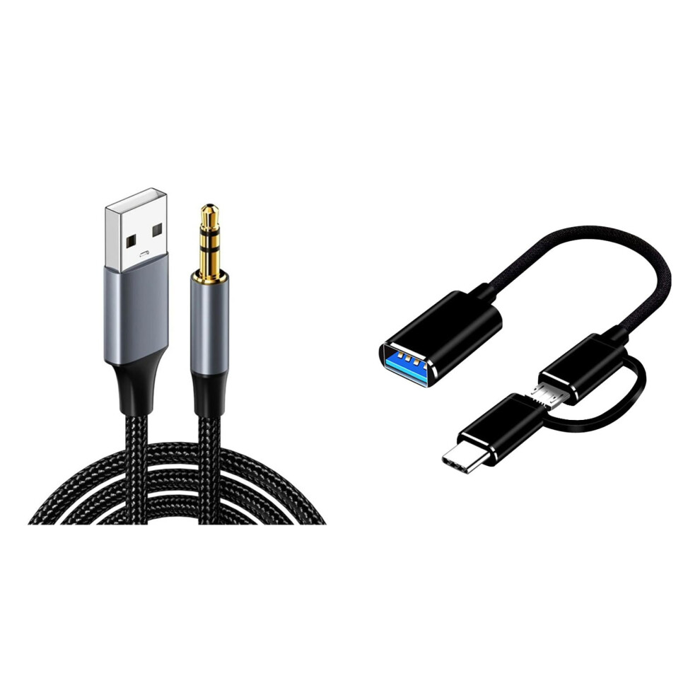 3.5Mm Aux To Usb Audio And Charging Adapter Cable 2M 9043876488436