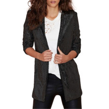 Oversized Cardigan Women Sequins Blazer Sequin Jacket Casual Long Sleeve Glitter Party Shiny Lapel Coat Rave Outerwear (Black,XXL)