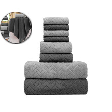 8-Piece Cotton Bath Towel Set: 2 Bath, 2 Hand, 4 Washcloths – Lightweight, Quick-Dry & Super Absorbent