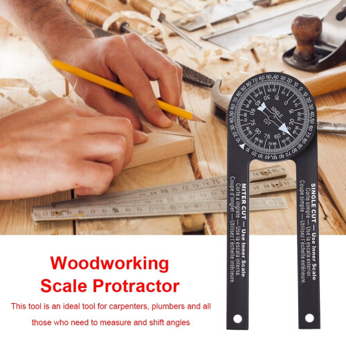 Woodworking Scale Protractor with Marking Pencil Accurate Angle Finder Tool 1