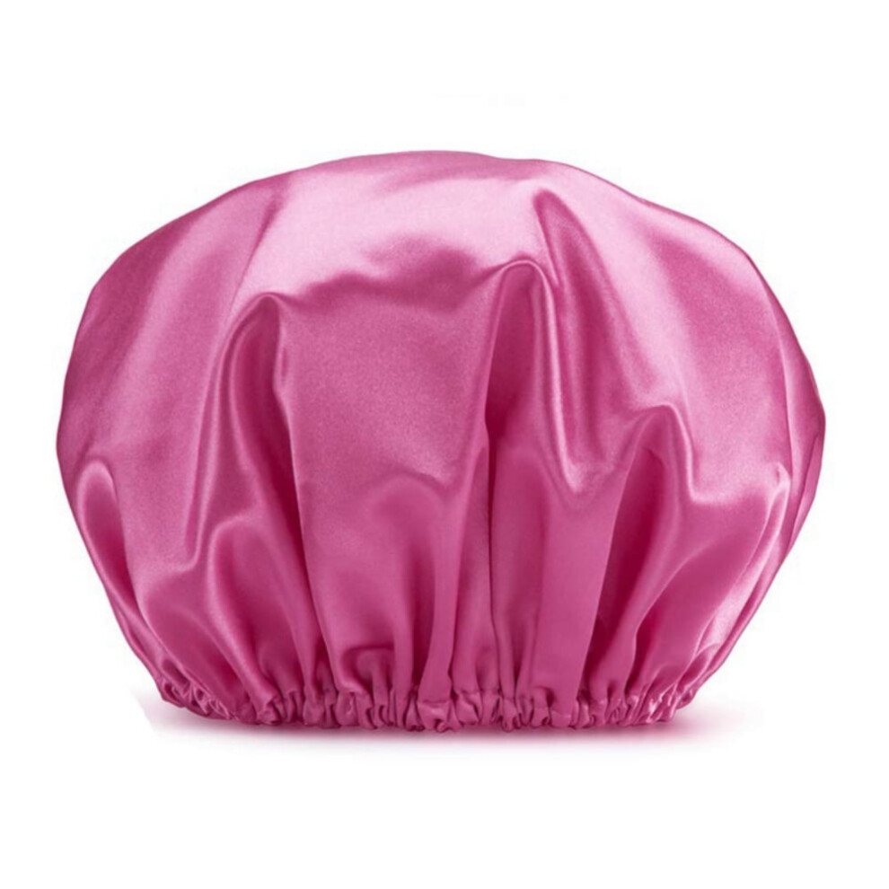 Reusable Double-Layer Waterproof Shower Cap for Women â EVA + Satin Hair Bonnet, Compatible with All Hair Types