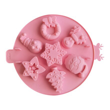 Silicone Christmas Baking Mold Making Candy Chocolate Cake Ice Cube Santa Christmas Tree Snowman Snowflake Donut Design 9 inch