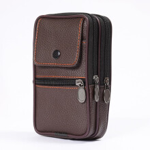 Men Fashion Waist Bag Sports Business Solid Phone Card Holder Belt Purse (Brown)
