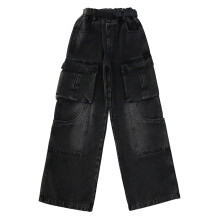 Girls Winter Cargo Jeans with Lining, Cozy Thickened Straight Leg Pants for Young Ones and Preteens – Casual Trousers with Multiple Pockets