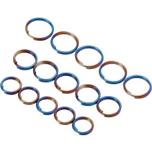15pcs Mini Split Rings (10/12/14mm) Titanium Alloy, Rainbow Color, Double Loop Jump Rings for Keychains, Necklaces, Pendants – Compatible with