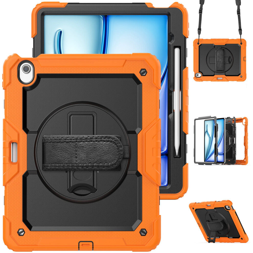 Full Body Case For Compatible With Ipad Air 13 Inch 2025/2024 Â Shockproof 3-Layer, Screen Protector, 360 Stand, Pencil Holder, Hand/Shoulder 9009879555872