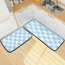 Kitchen Rug Set Non-Slip 2-Piece 47x19+27x19 in Light Blue