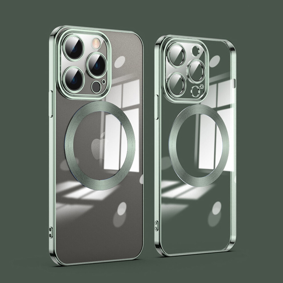 Magsafe Compatible Iphone 15 Pro Max Case Â Slim Magnetic Clear Tpu Cover, Shockproof, 6.7" Green 9097180917137