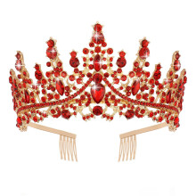 Crown Tiara for Women Alloy Tiara Crown Bridal Crown Tiara Princess Queen Fairy Bridal Headpiece Wedding Crown Alloy Birthday Party Prom Gift Red