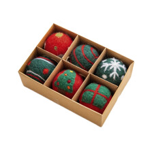 6Pcs Felt Christmas Ball Ornaments, Red Holiday Tree Decor, Compatible with Xmas Tree