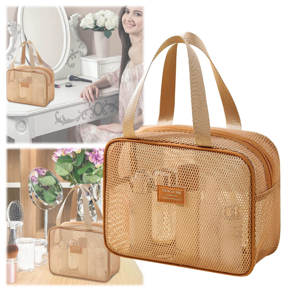 Large Mesh Travel Cosmetic Organizer Bag Durable Toiletry Storage Pouch For Makeup Brushes And Accessories