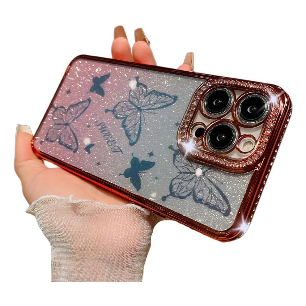 Luxury Crystal Rhinestone Butterfly Phone Case Â Soft, Shockproof, Sparkly (, Compatible With Iphone 12) Red 9405492504820