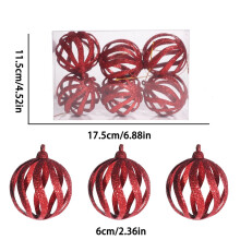 6 PCS Hollow Christmas Ball Ornaments, Shatterproof Plastic Large Christmas Tree Decoration, for Xmas Party Wedding Holiday and Home Decor (Red)