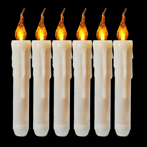 Solar Flameless Candle Lights 6 Pcs Long Stick