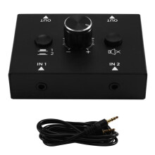 Audio Selector with 3.5 mm Jack Audio 2 Inputs 1 Output Analogue Stereo Aux Audio Splitter
