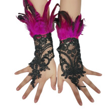 Feathered Gloves for Women Lady Full Finger Feathered Gloves Proms Gloves Women Gloves 1920s Evening Dress Gloves