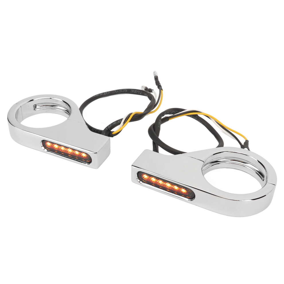 Front Fork Led Turn Signal Lights 39-41Mm Plated & Silver/Amber/White 5031387654116