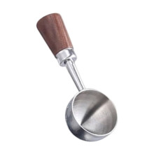 Accurate Measuring Spoon for Coffees Bean Features Comfortable Walnuts Handle and Stainless Steel Construction