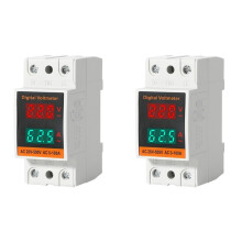 2 St 35 mm Digital Voltmeter för Din-Skena, Spänningstestare med HD LED-Display, Amperemeter, Elmätare, AC 50-500V 100A
