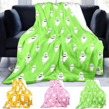 100*150cm Halloween Blanket Flannel Halloween Cute White Ghost Festival Shawl Blanket Nap Blanket Fleece Blanket Milk Velvet Halloween Gifts
