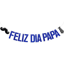 Pancarta Feliz Dia Papa con purpurina azul, Feliz Dia Del Padre/Te Amo Papa, suministros de decoración para fiesta del Día del Padre con temática