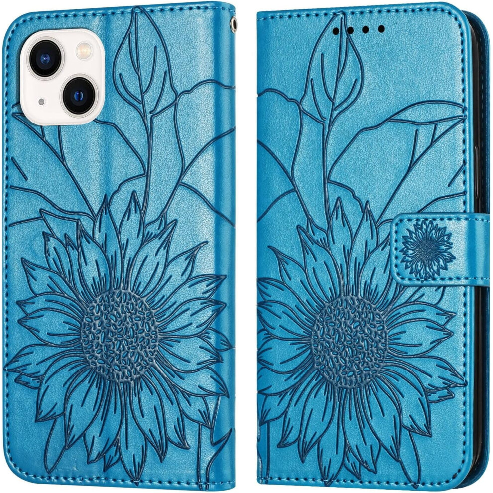Sunflower Leather Wallet Case For Iphone 15 Â Card Holder, Kickstand, Magnetic Closure, Shockproof Flip Cover 9405492505049