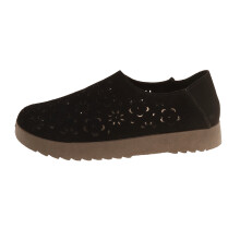 Black Women's Casual French Low-Cut Slip-On Flats, Breathable Round Toe, PU, Size 39 EU (9.65"), No Box
