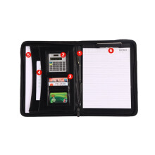 Business Portfolio with Calculator Black PU Leather 1 Piece