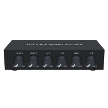4 in 2 Out 3.5mm AUX Audio Mixer Splitter Stereo High Fidelity with Op Amp Volume Adjustment,No Switching US PLUG