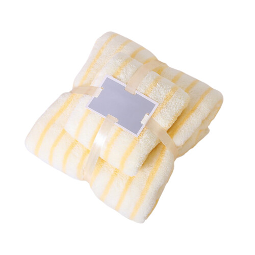 Coral Stripe Bath Towel Set Absorbent Quick-Dry Ultra-Soft 1