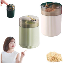 Pop-up Auto Toothpick Dispenser, Portable, 80-Capacity, Press-to-Dispense, for Meals, Picnics & Fruit