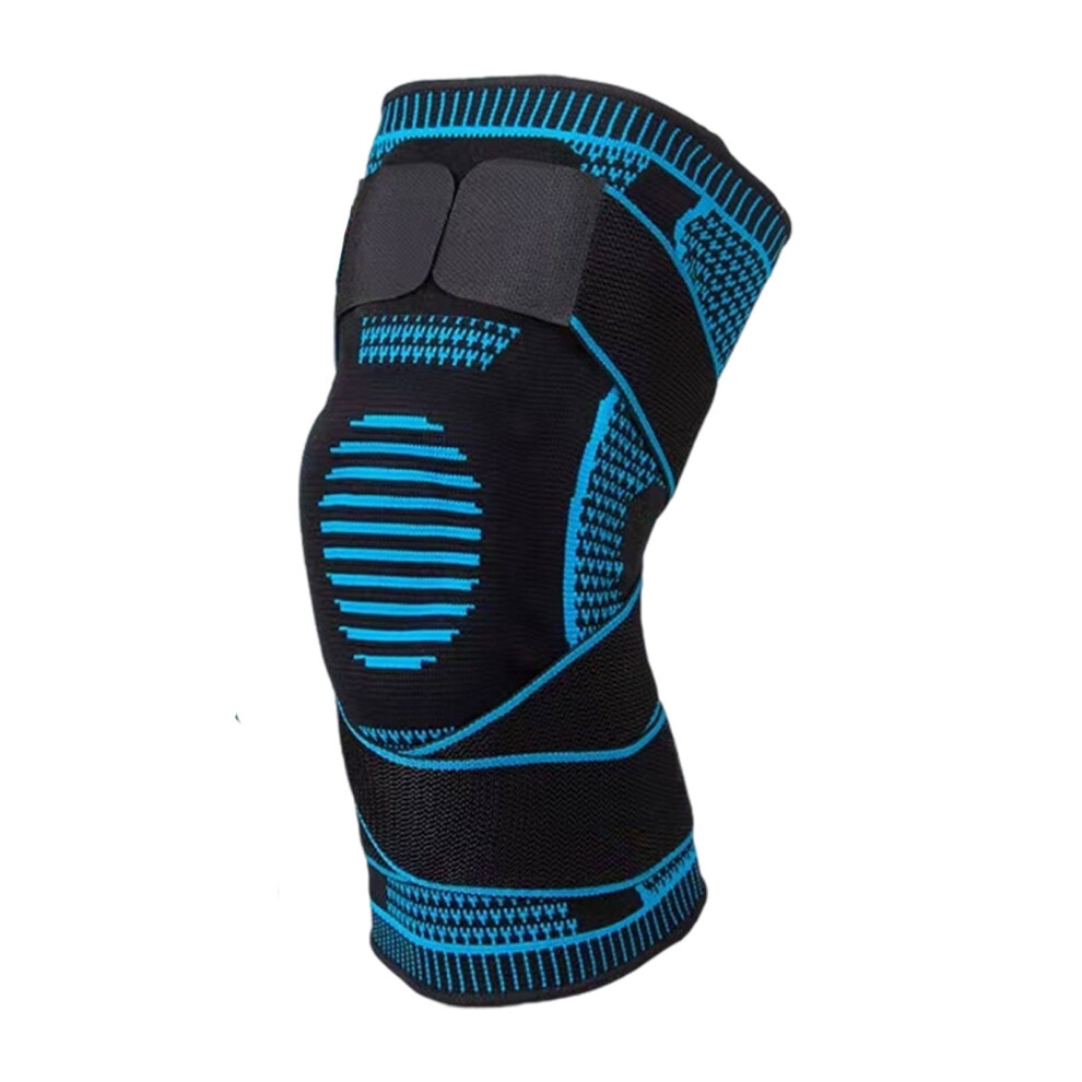2PC Adjustable Compression Knee Brace Support Strap for Basketball, Hiking, Running, Tennis & Gym â Blue L, compatible with all standard knee sizes
