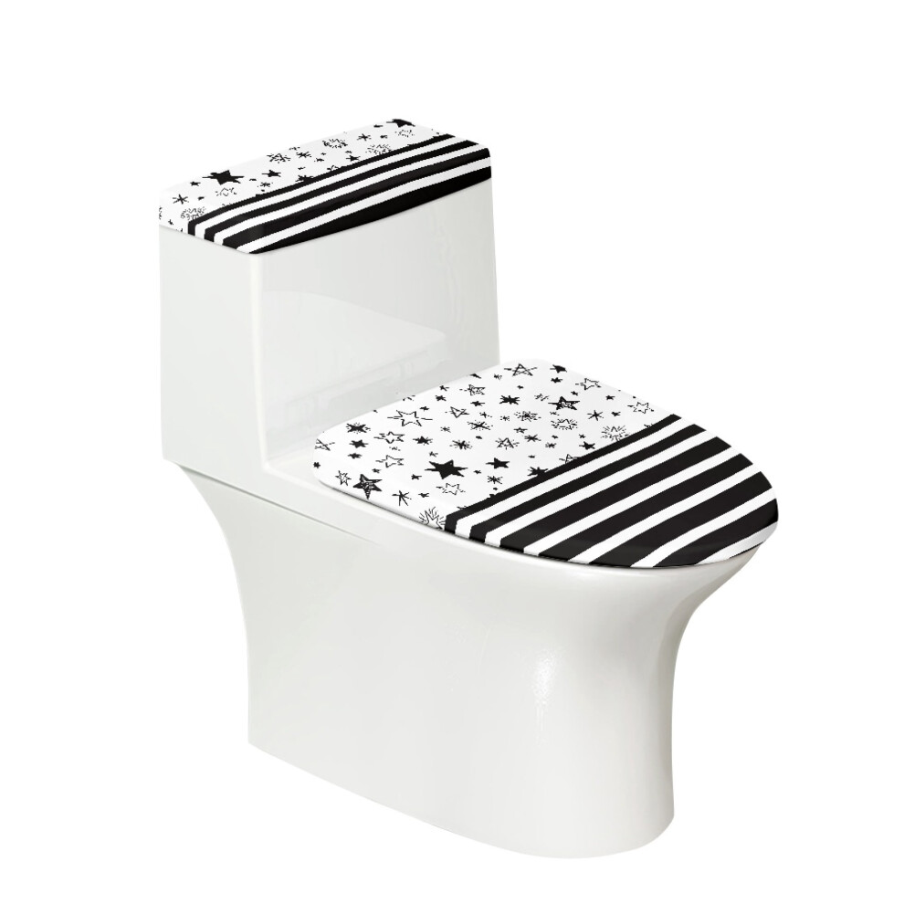 Toilet Lid Dust Cover Set Round Elastic Fabric 2 Pieces 9336866204452