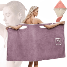 Strappy bath towel robe, wearable bath towel for women, quick-drying, soft and lightweight, suitable for showering, spa, and bathing.