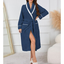Robes for Women Plus Size Women Soft Color Long Sleeve V-Neck Winter Sashes Pokets Fleece Faux Velvet Sleepwear Dress Nightgowns