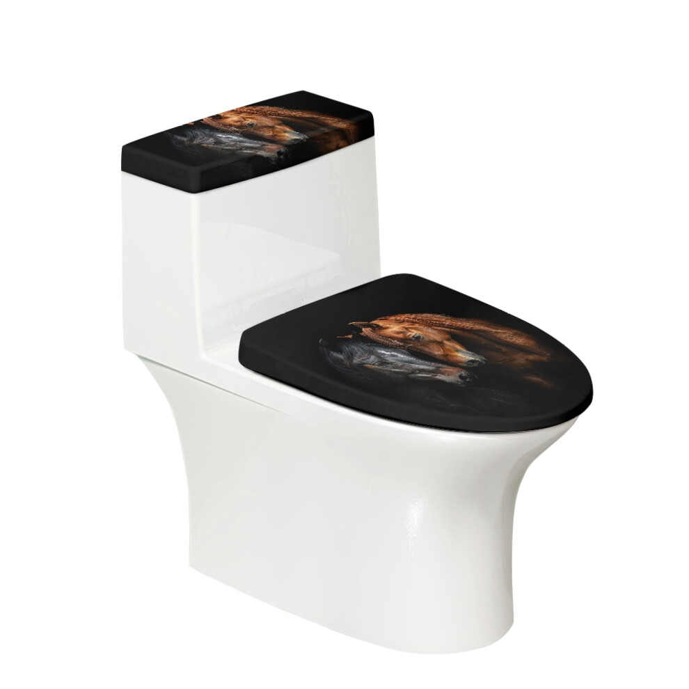 Two Horses Nuzzling Toilet Lid Cover Adjustable Pack Of 2 Dust-Proof Washable And Reusable For Modern Bathrooms 9159796083573