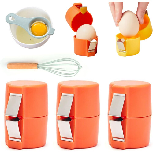 Quick Split Egg Opener & Separator, Stainless Steel Egg Shell Breaker – Compatible with Raw Eggs