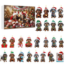 Christmas Dachshund Advent Calendar 24 Day Countdown Calendar Surprise Gift Gift Box Christmas Tree Hanging Ornament Christmas Holiday Party Decor