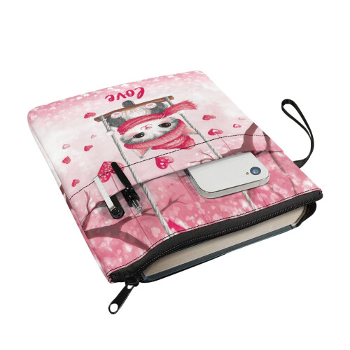 Washable Polyester Book Sleeve Protector Pouch – Lightweight Textbook Organizer with Heart-Shaped Cat Pattern 2
