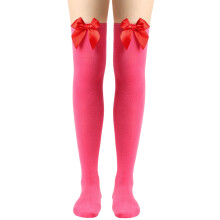 Women's Elegant Bowknot Thigh High Stockings Pure Color Over The Knee Long Socks For Festive Christmas Holiday Season