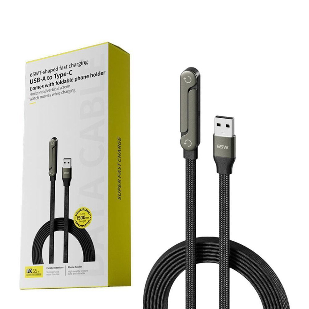 2 In 1 Invisible Holder Charger Cable For Stand,240W Braided Usb C To Usb C Cable Fast Charging For Folding Phone Stand,For Smartphones Tablets Phone 9159796085355