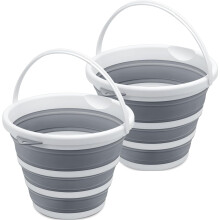 Small Collapsible Bucket 1.3 Gal/5L, BPA-Free, Portable Foldable Water Pail for Home, Outdoor, Car Wash, Camping, Fishing – Grey