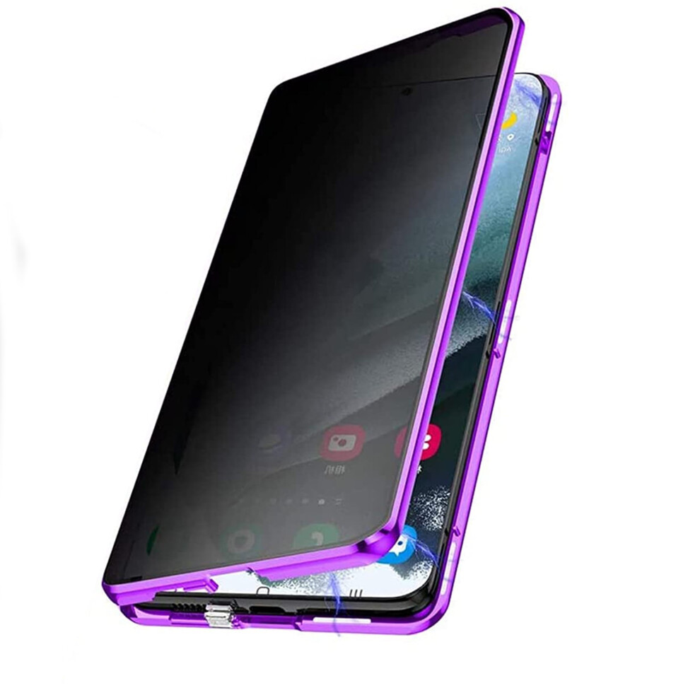 Privacy Magnetic Case For Samsung Galaxy S22 Ultra Â Double-Sided Tempered Glass, Metal Bumper, Anti-Peeping Screen Protector, Purple 9009879564744