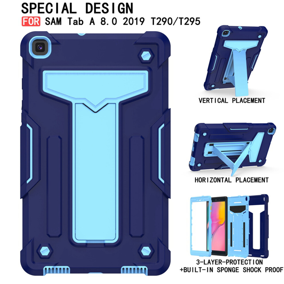 Shockproof Case Compatible With Samsung Galaxy Tab A 8.0 (2019) Sm-T290/T295 Â Rugged Hybrid Kickstand Cover, Navy + Blue 9009879564034
