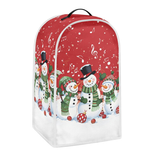 Snowman Musical Note Pattern Easy to Clean Food Processor Cover for Kitchen Counter Polyester, Reusable, Multifunctional 1