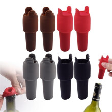 Silicone Wine Stopper with Handle - Reusable Bottle Caps for Fresh Champagne & Wine
