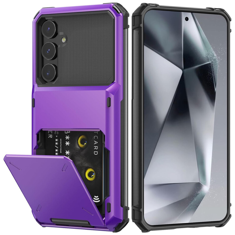 Wallet Case For Samsung Galaxy A15 5G Â 4-Card Holder, Shockproof Hybrid Armor Cover Compatible With Galaxy A15 Purple 9009879565598